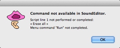 Error message: Command not available in SoundEditor
