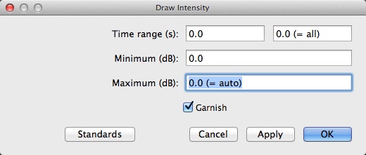 Draw Intensity: Parameter input form