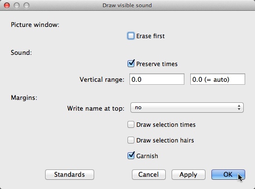 Draw visible sound: Parameter input form